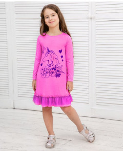 Пурпурное платье для девочки с оборками 8394-ДНО20