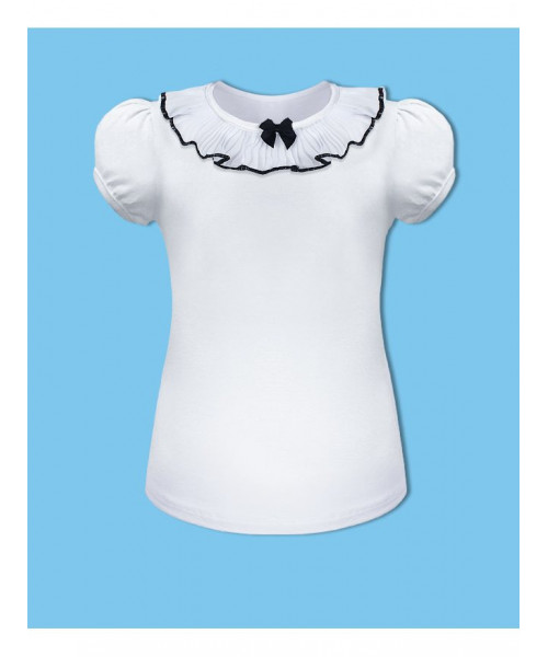 Белая школьная футболка(блузка) для девочки 78731-ДШ22