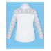 Школьный комплект для девочки с белой водолазкой (блузкой) с гипюром и черным сарафаном с воротничком