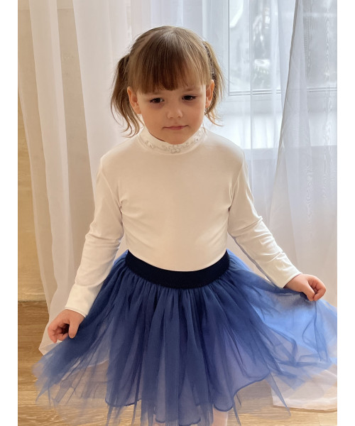 Нарядная синяя юбка из еврофатина для девочки 83626-ДН22