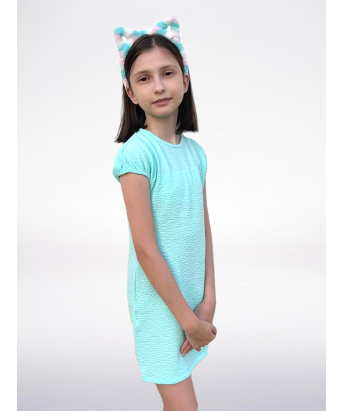 Бирюзовое нарядное платье для девочки 76324-ДН17
