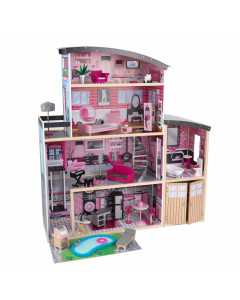 Большой искрометный кукольный дом для Барби "Сияние" (Sparkle Mansion) с мебелью 30 элементов