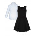 Школьный комплект для девочки с белой водолазкой (блузкой) и черным сарафаном с воротничком