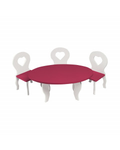 Набор мебели для кукол Шик Мини: стол + стулья, цвет: белый/ягодный