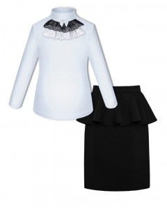 Школьный комплект для девочки с белой блузкой и длинной юбкой 8111-78991