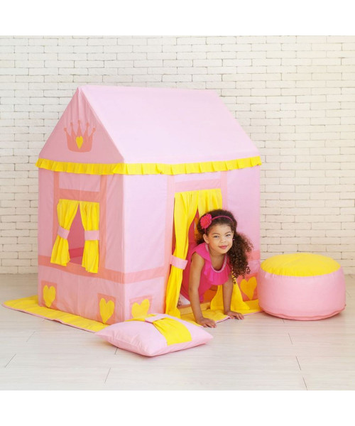 Текстильный домик-палатка с пуфиком для девочек Дворец Три Короны