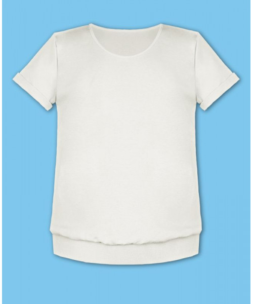 Белая футболка для девочки с поясом 84851-ДЛШ21