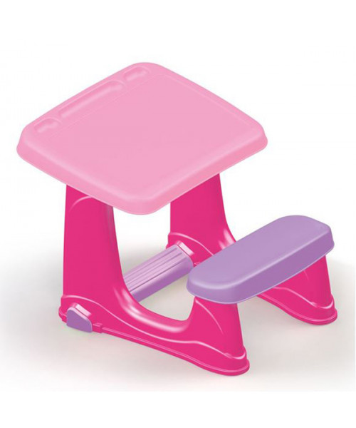 Парта со скамейкой розового цвета