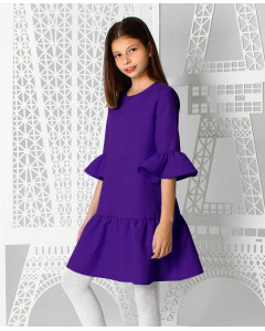 Фиолетовое платье с воланами для девочки 84213-ДН19