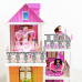 3-этажный кукольный дом (угловой) с 6 комнатами, мебелью, 3 куклами и велосипедом в наборе