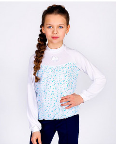 Белая школьная водолазка (блузка) для девочки 79382-ДШ18