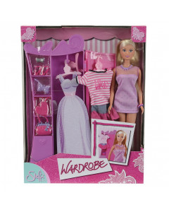 Кукла Штеффи+шкаф с одеждой, 15 аксессуаров