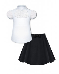 Комплект школьной формы с нарядной блузкой и черной юбкой 7871-7965