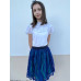 Нарядная юбка для девочки с синим гипюром 84334-ДН22
