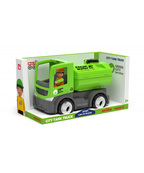 Городской грузовик с цистерной и водителем игрушка 22 см