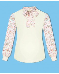 Молочный джемпер (блузка) для девочки с шифоном 80922-ДШ21