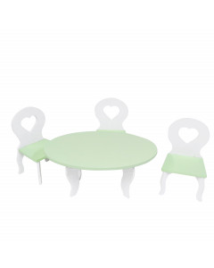 Набор мебели для кукол"Шик": стол + стулья, цвет: белый/салатовый