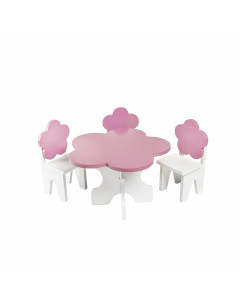 Набор мебели для кукол "Цветок": стол + стулья, цвет: розовый
