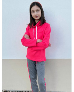 Серые спортивные брюки для девочки с яркими лампасами 8038-ДОС21