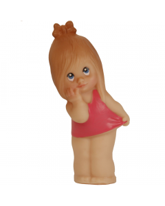 Виниловая игрушка-пищалка девочка в розовом платье с бантом на голове 13 см