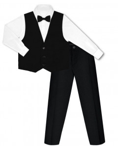 Черный комплект для мальчика (брюки,жилет с бабочкой и рубашка) 82451-189011-83811
