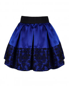Синяя атласная юбка клеш для девочки