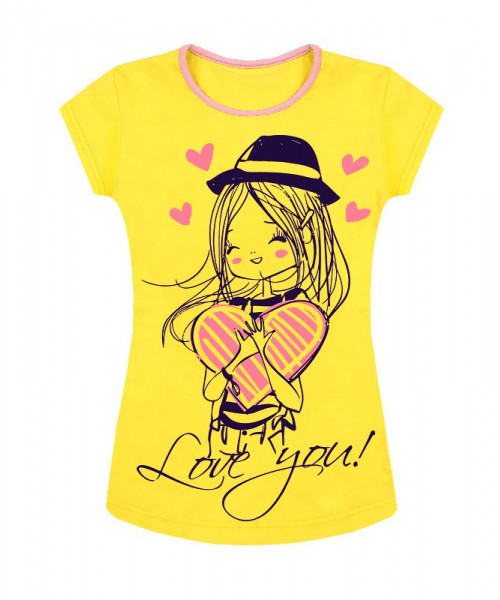 Жёлтая футболка для девочки 83421-ДЛС19