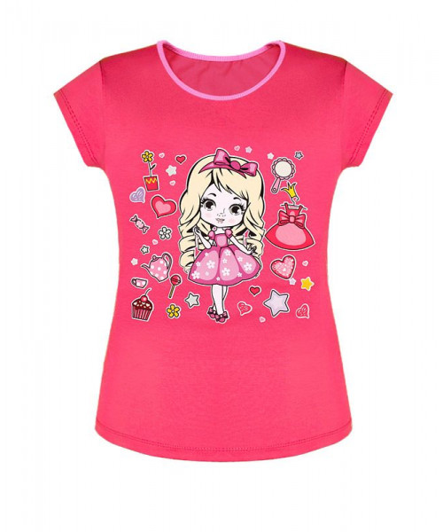 Розовая футболка для девочки 83412-ДЛС18