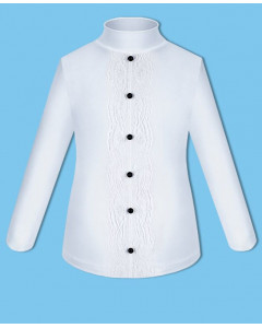 Школьная белая водолазка (блузка) с пуговками для девочки