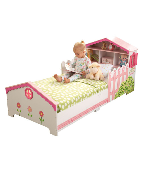 Детская кровать Кукольный домик с полочками
