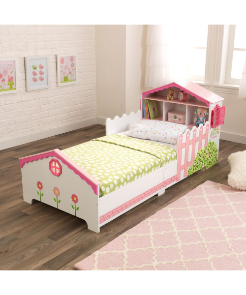 Детская кровать Кукольный домик с полочками