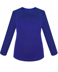 Синий джемпер(блузка) для девочки с кокеткой 80266-ДНШ21