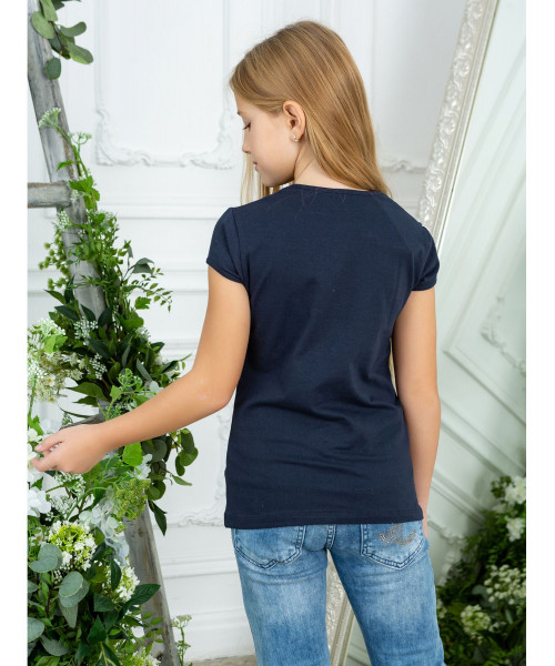 Белая футболка (блузка) для девочки с бантами 798111-ДЛШ22