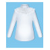 Школьный комплект для девочки с белой водолазкой (блузкой) с рюшами и бордовым сарафаном