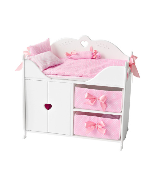 Кроватка-шкаф для кукол с постельным белье, цвет: белый