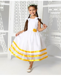 Нарядное платье для девочки с жёлтыми лентами 83752-ДН19