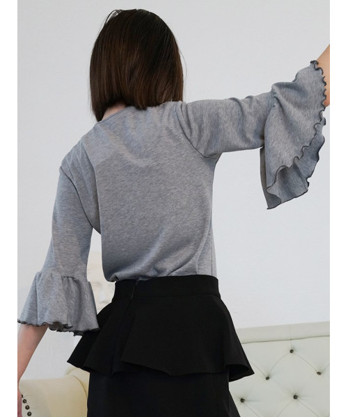 Джемпер (блузка) для девочки с воланами,серый 84096-ДШ22