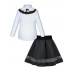Школьный комплект для девочки с белой водолазкой (блузкой) и серой юбкой