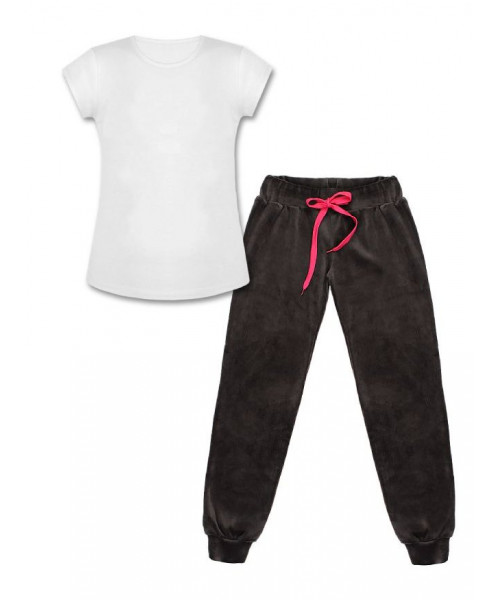 Спортивный костюм для девочки с футболкой и серыми брюками