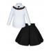 Школьный комплект для девочки с белой водолазкой (блузкой) и черной юбкой полусолнце