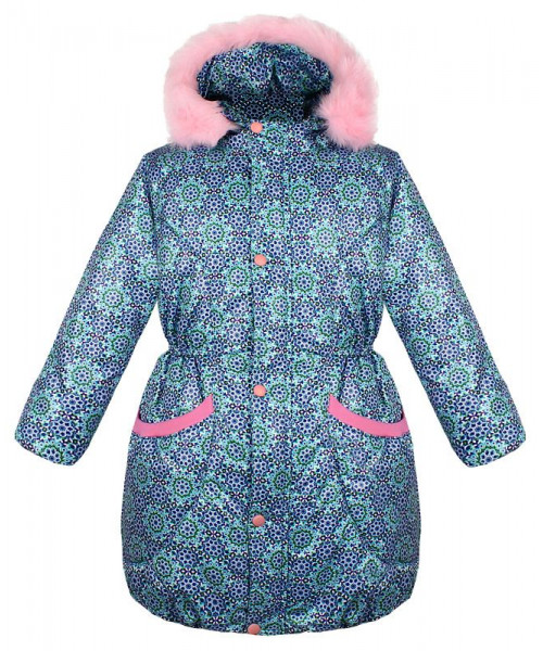 Тёплая куртка для девочки бирюзового цвета 84076-ДЗ19