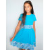 Платье бирюзовое для девочки с отдекой из шифона 84811-ДЛ22