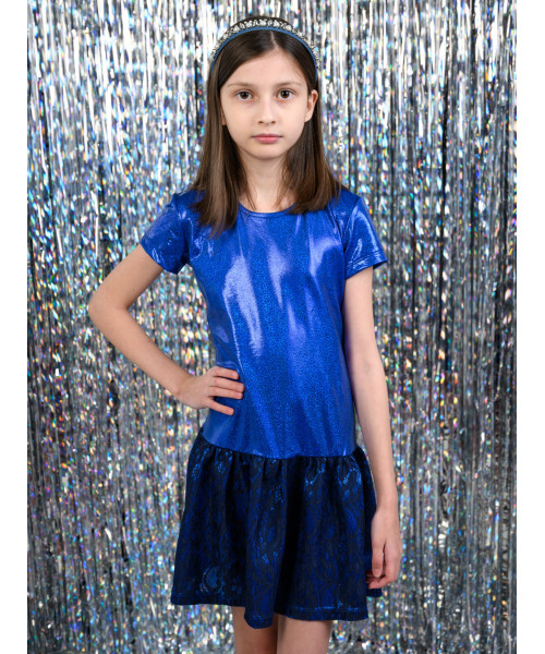 Нарядное платье для девочки синего цвета 85092-ДН22