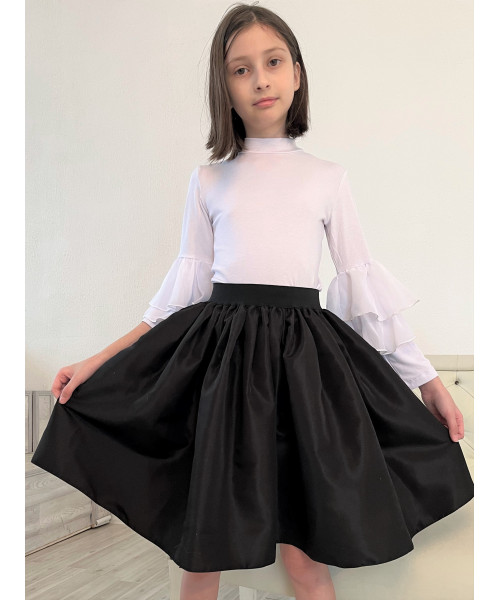 Чёрная школьная юбка для девочки на резинке 83501-ДШ22