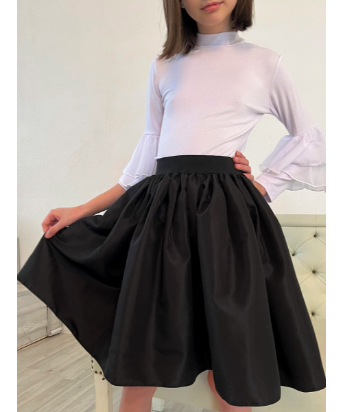 Чёрная школьная юбка для девочки на резинке 83501-ДШ22