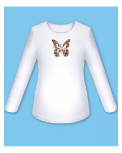 Белый школьный джемпер (блузка) для девочки 8287-ДШ18