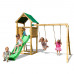 Набор для игровой площадки: детский домик с песочницей и 2скатной крышей, горкой и 2мя качелями