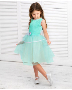 Ментоловое нарядное платье с сеткой для девочки 84262-ДН20