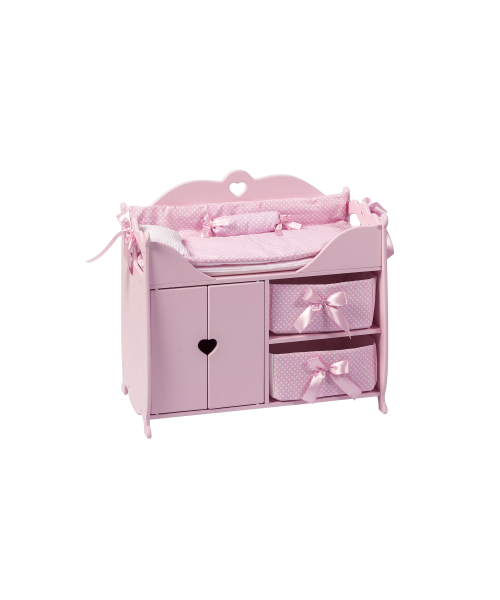 Кроватка-шкаф для кукол с постельным белье, цвет: розовый