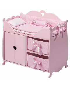 Кроватка-шкаф для кукол с постельным белье, цвет: розовый